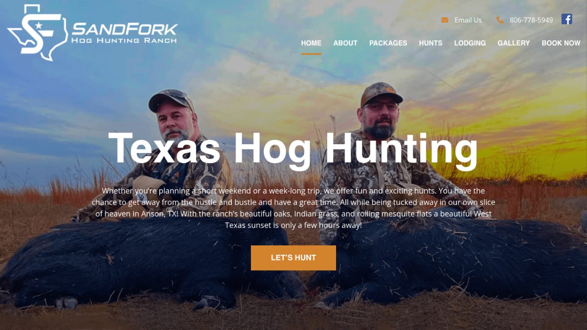 SandFork Ranch website homepage