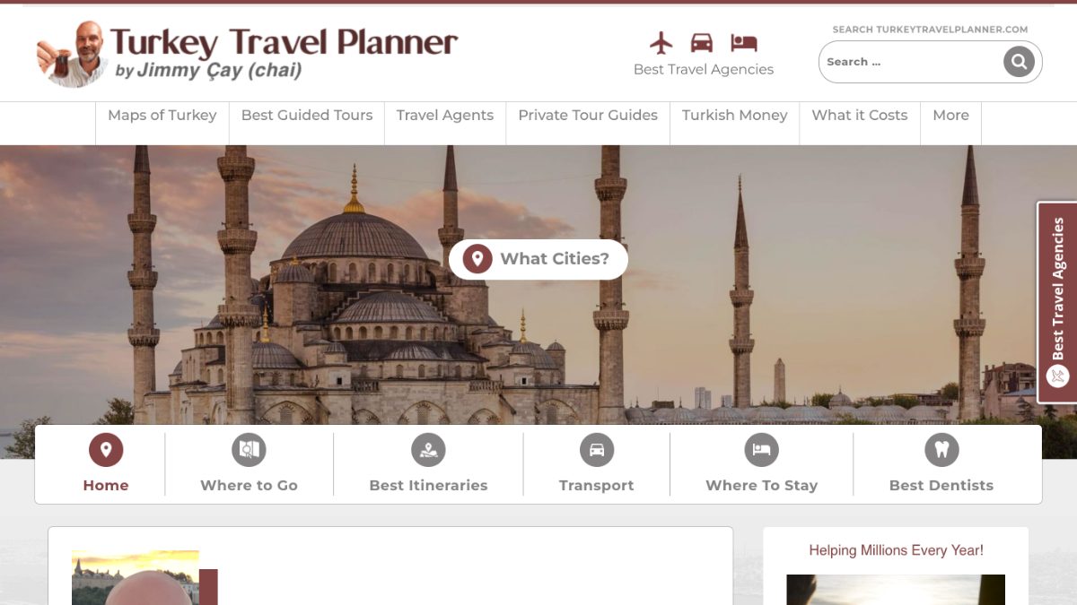 Turkey Travel Planner website homepage